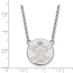 Sterling Silver Rhodium-plated LogoArt College of William and Mary Large Disc Pendant 18 inch Necklace