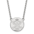 Sterling Silver Rhodium-plated LogoArt College of William and Mary Large Disc Pendant 18 inch Necklace