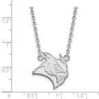 14k White Gold LogoArt Rice University Owl Large Pendant 18 inch Necklace