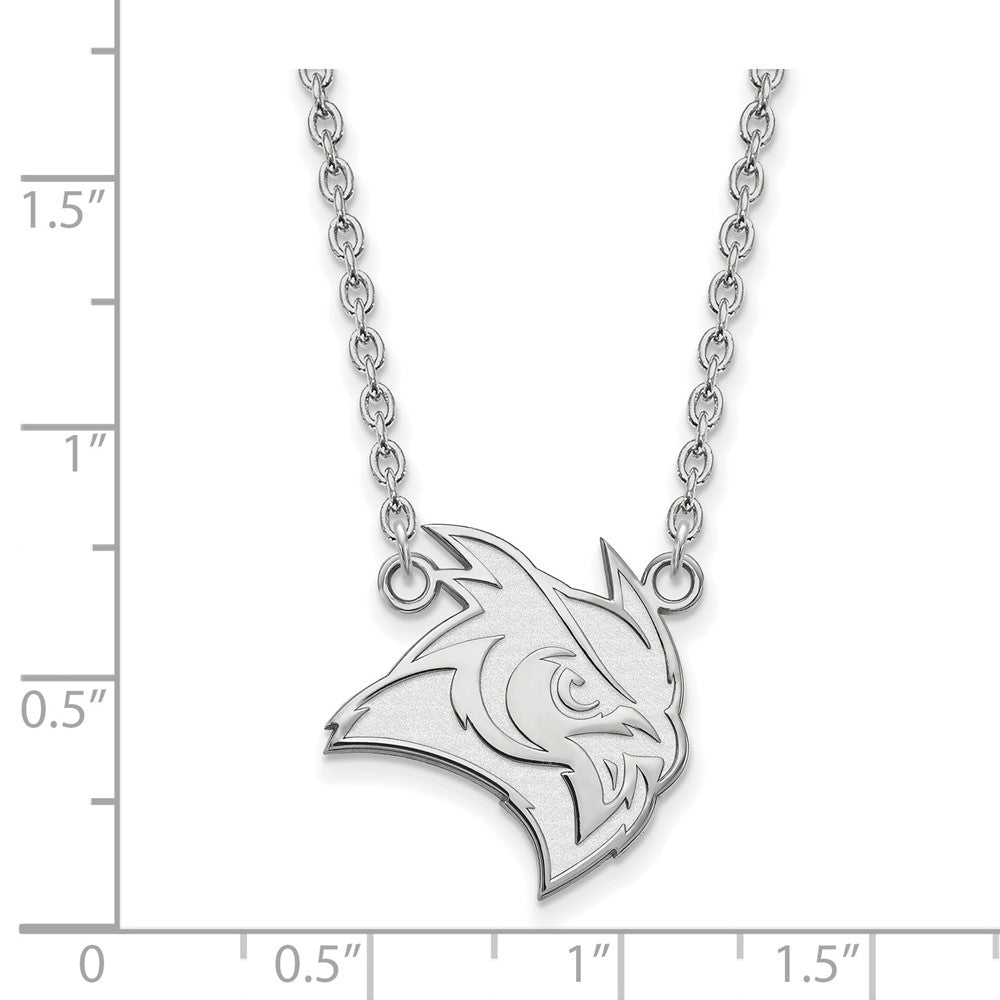 Sterling Silver Rhodium-plated LogoArt Rice University Owl Large Pendant 18 inch Necklace