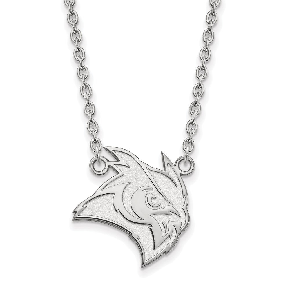 Sterling Silver Rhodium-plated LogoArt Rice University Owl Large Pendant 18 inch Necklace
