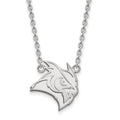 Sterling Silver Rhodium-plated LogoArt Rice University Owl Large Pendant 18 inch Necklace