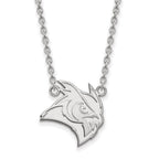 10k White Gold LogoArt Rice University Owl Large Pendant 18 inch Necklace