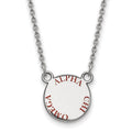 Sterling Silver Rhodium-plated LogoArt Alpha Chi Omega Sorority Text Small Color Enamel Pendant 18 inch Necklace