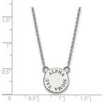 Sterling Silver Rhodium-plated LogoArt Alpha Sigma Tau Sorority Text Small Color Enamel Pendant 18 inch Necklace