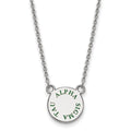 Sterling Silver Rhodium-plated LogoArt Alpha Sigma Tau Sorority Text Small Color Enamel Pendant 18 inch Necklace
