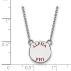 Sterling Silver Rhodium-plated LogoArt Alpha Phi Sorority Text Small Color Enamel Pendant 18 inch Necklace