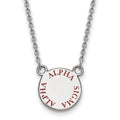 Sterling Silver Rhodium-plated LogoArt Alpha Sigma Alpha Sorority Text Small Color Enamel Pendant 18 inch Necklace