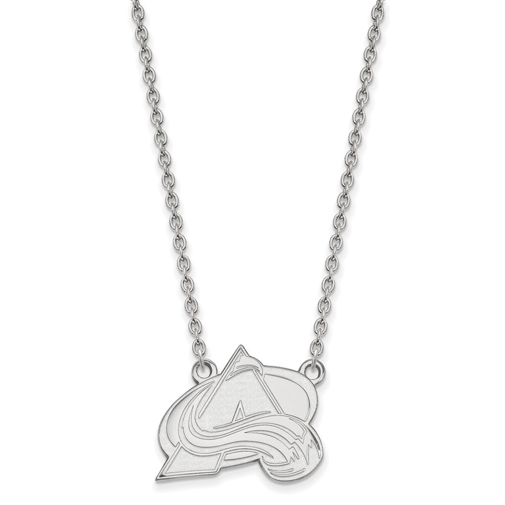 10k White Gold NHL LogoArt Colorado Avalanche Letter A Large Pendant 18 inch Necklace