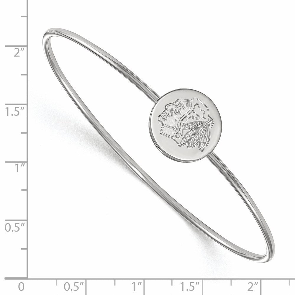 Sterling Silver Rh-plated NHL LogoArt Chicago Blackhawks Bangle Slip on