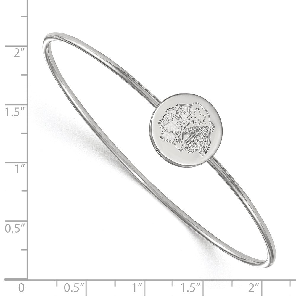 Sterling Silver Rh-plated NHL LogoArt Chicago Blackhawks Bangle Slip on