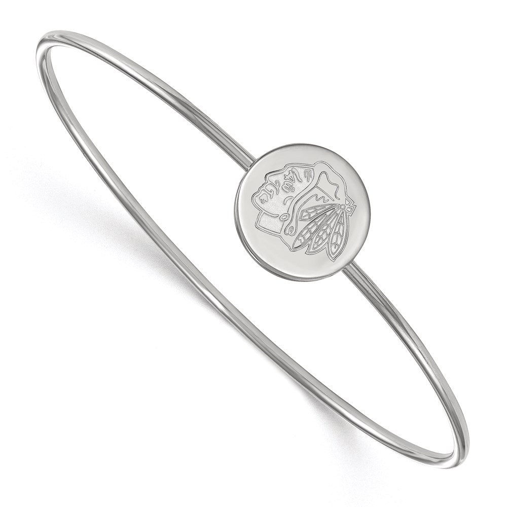 Sterling Silver Rh-plated NHL LogoArt Chicago Blackhawks Bangle Slip on