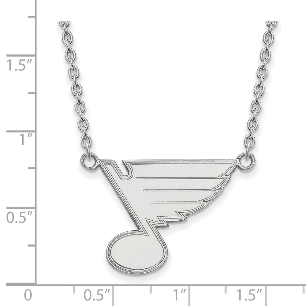 Sterling Silver Rhodium-plated NHL LogoArt St. Louis Blues Large Pendant 18 inch Necklace