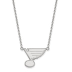 Sterling Silver Rhodium-plated NHL LogoArt St. Louis Blues Large Pendant 18 inch Necklace