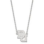Sterling Silver Rhodium-plated LogoArt Baylor University Bears Large Pendant 18 inch Necklace