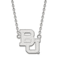 Sterling Silver Rhodium-plated LogoArt Baylor University Bears Large Pendant 18 inch Necklace