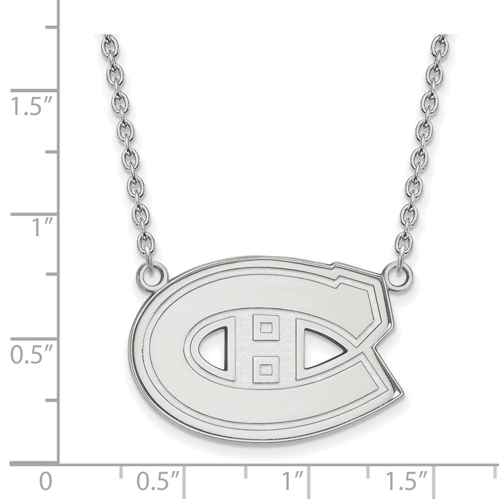 Sterling Silver Rhodium-plated NHL LogoArt Montreal Canadiens Large Pendant 18 inch Necklace
