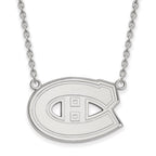 Sterling Silver Rhodium-plated NHL LogoArt Montreal Canadiens Large Pendant 18 inch Necklace