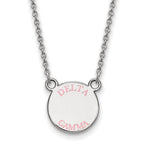 Sterling Silver Rhodium-plated LogoArt Delta Gamma Sorority Text Small Color Enamel Pendant 18 inch Necklace