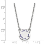 Sterling Silver Rhodium-plated LogoArt Delta Phi Epsilon Sorority Text Small Color Enamel Pendant 18 inch Necklace