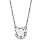Sterling Silver Rhodium-plated LogoArt Delta Phi Epsilon Sorority Text Small Color Enamel Pendant 18 inch Necklace