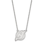 Sterling Silver Rhodium-plated NHL LogoArt New Jersey Devils Large Pendant 18 inch Necklace