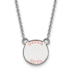 Sterling Silver Rhodium-plated LogoArt Delta Zeta Sorority Text Small Color Enamel Pendant 18 inch Necklace