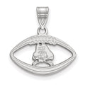 Sterling Silver Rhodium-plated LogoArt East Carolina University Pirate Football Pendant