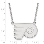 Sterling Silver Rhodium-plated NHL LogoArt Philadelphia Flyers Large Pendant 18 inch Necklace