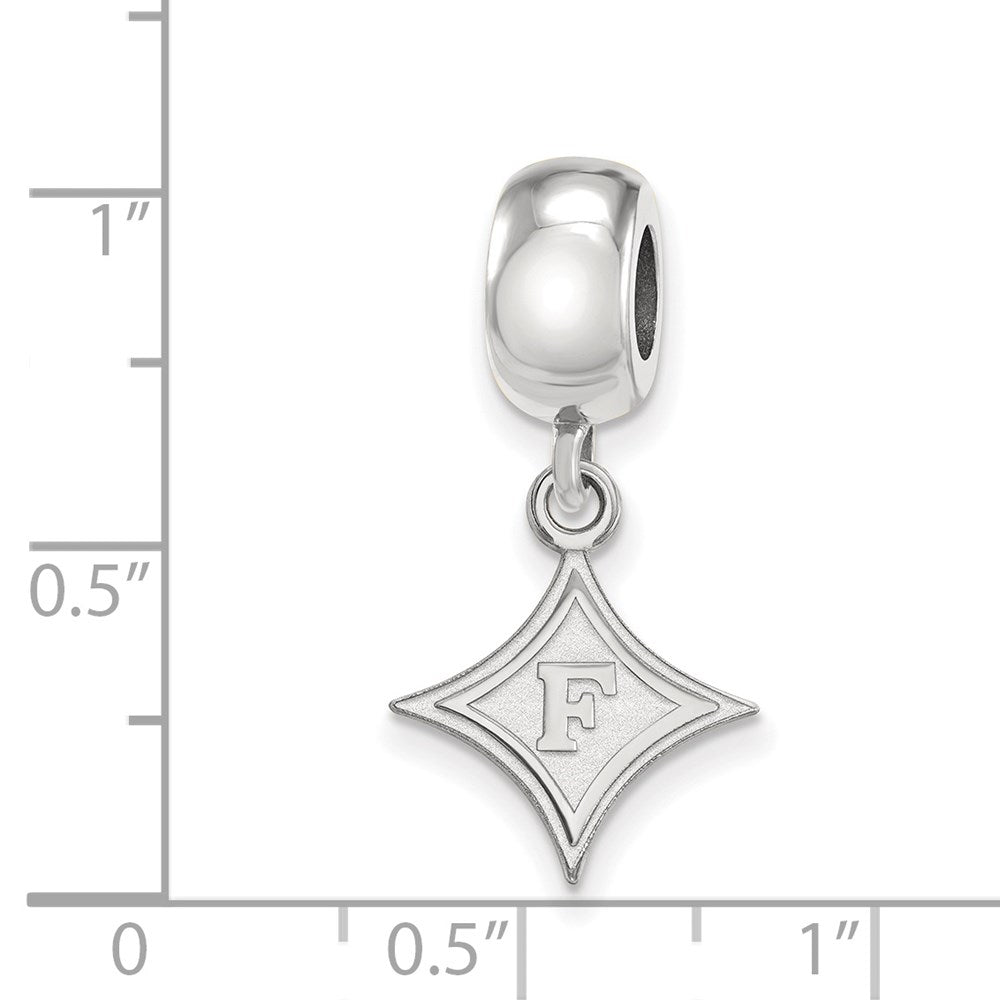 Sterling Silver Rhodium-plated LogoArt Furman University Small Dangle Bead Charm