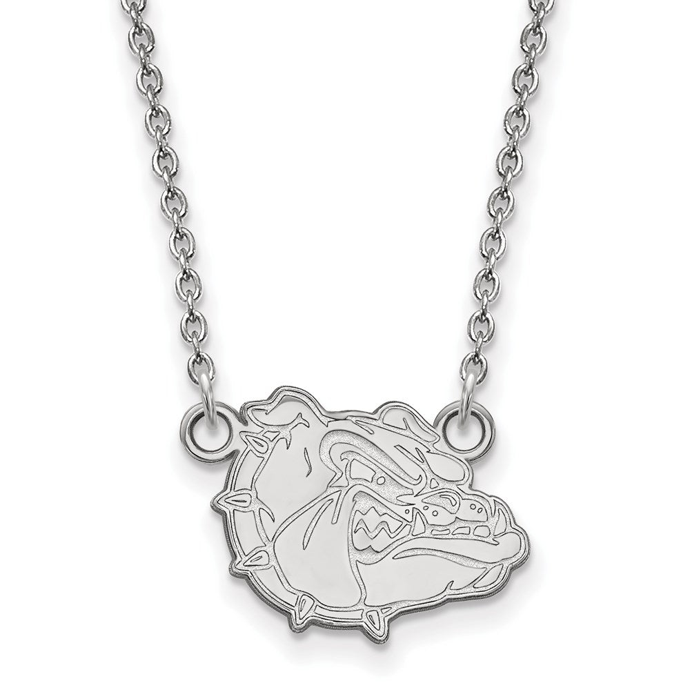 Sterling Silver Rhodium-plated LogoArt Gonzaga University Bulldog Small Pendant 18 inch Necklace