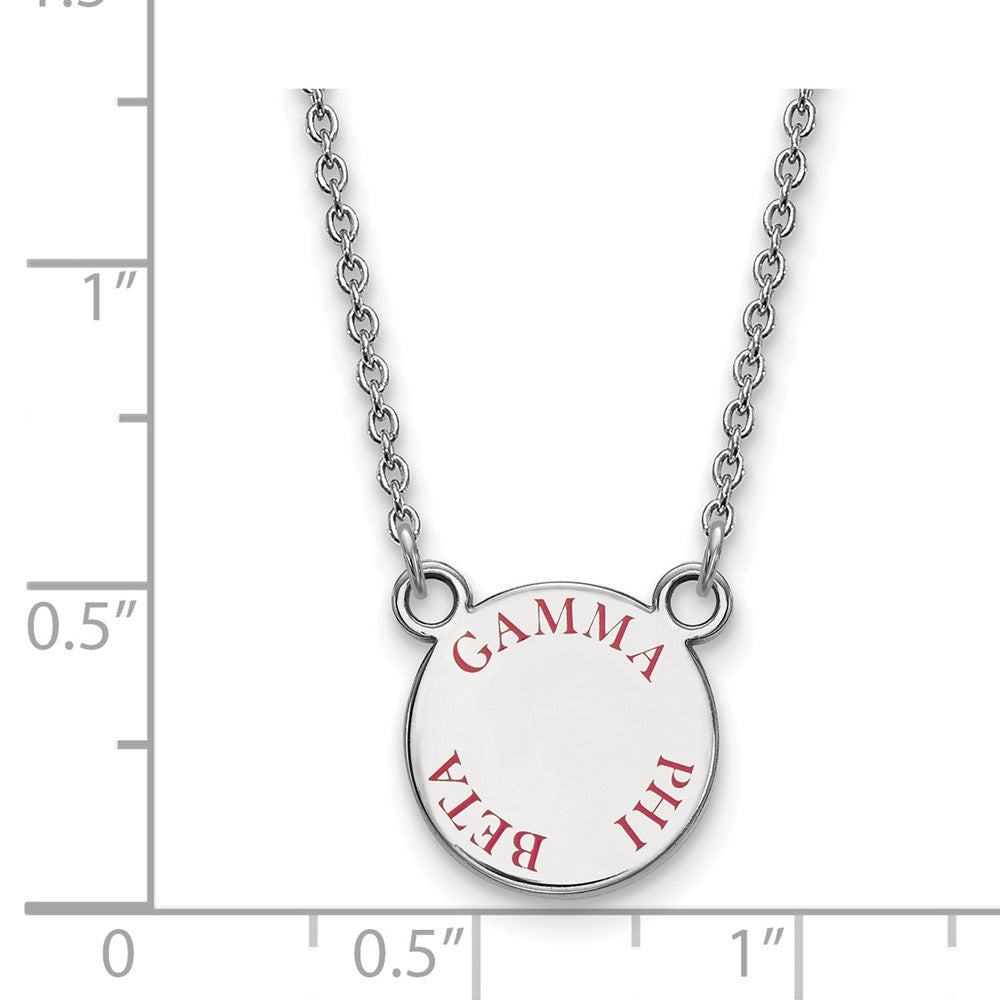 Sterling Silver Rhodium-plated LogoArt Gamma Phi Beta Sorority Text Small Color Enamel Pendant 18 inch Necklace