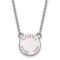 Sterling Silver Rhodium-plated LogoArt Gamma Phi Beta Sorority Text Small Color Enamel Pendant 18 inch Necklace