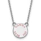 Sterling Silver Rhodium-plated LogoArt Gamma Phi Beta Sorority Text Small Color Enamel Pendant 18 inch Necklace
