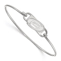 Sterling Silver Rhodium-plated NHL LogoArt Carolina Hurricanes Small Center 7 inch Wire Bangle