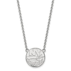 Sterling Silver Rhodium-plated NHL LogoArt New York Islanders Large Pendant 18 inch Necklace