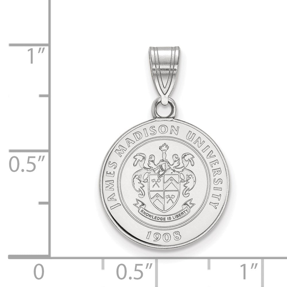 Sterling Silver Rhodium-plated LogoArt James Madison University Medium Crest Pendant