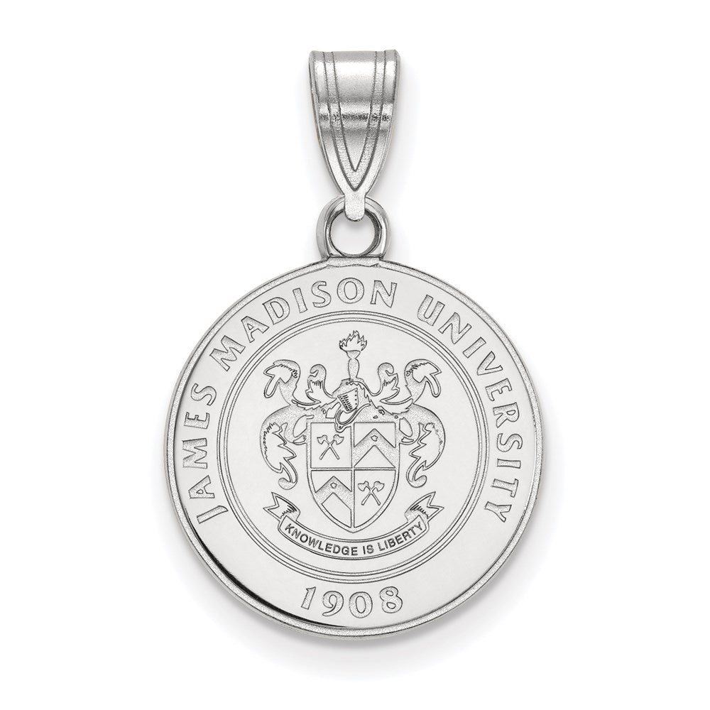 Sterling Silver Rhodium-plated LogoArt James Madison University Medium Crest Pendant