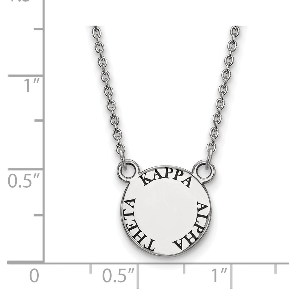 Sterling Silver Rhodium-plated LogoArt Kappa Alpha Theta Sorority Text Small Color Enamel Pendant 18 inch Necklace