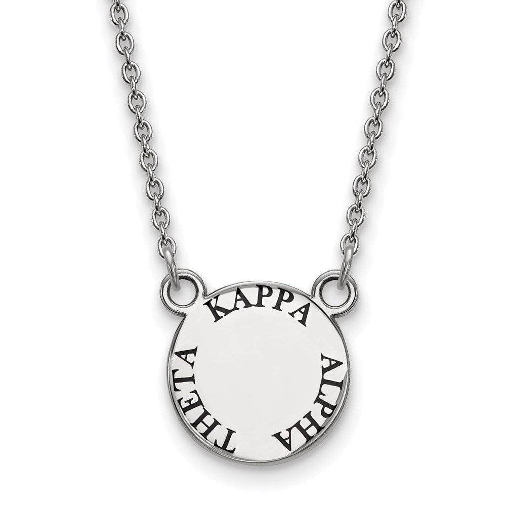 Sterling Silver Rhodium-plated LogoArt Kappa Alpha Theta Sorority Text Small Color Enamel Pendant 18 inch Necklace