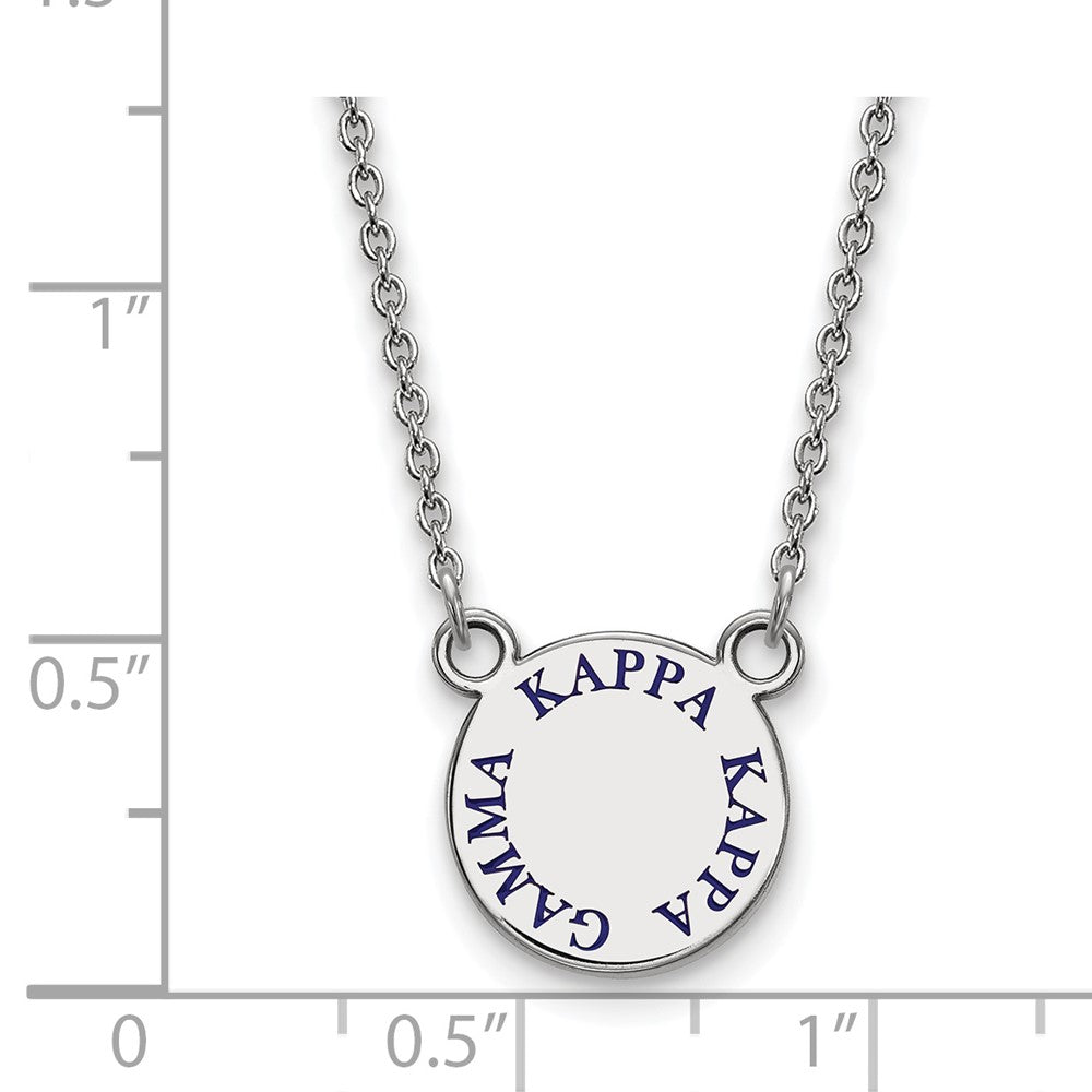 Sterling Silver Rhodium-plated LogoArt Kappa Kappa Gamma Sorority Text Small Color Enamel Pendant 18 inch Necklace