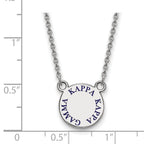 Sterling Silver Rhodium-plated LogoArt Kappa Kappa Gamma Sorority Text Small Color Enamel Pendant 18 inch Necklace