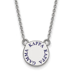 Sterling Silver Rhodium-plated LogoArt Kappa Kappa Gamma Sorority Text Small Color Enamel Pendant 18 inch Necklace