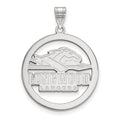 Sterling Silver Rhodium-plated LogoArt Longwood University Lancers Large Circle Pendant