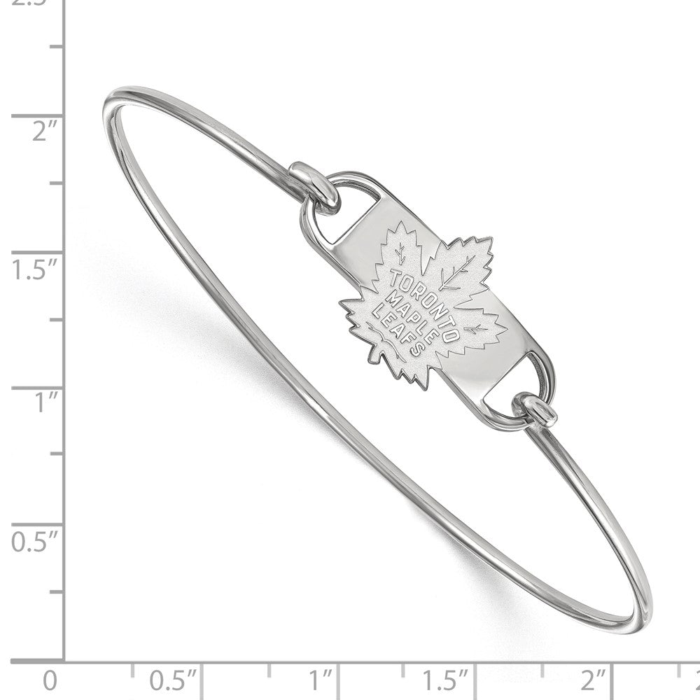 Sterling Silver Rhodium-plated NHL LogoArt Toronto Maple Leafs Small Center 7 inch Wire Bangle