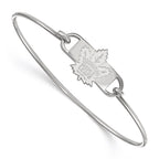 Sterling Silver Rhodium-plated NHL LogoArt Toronto Maple Leafs Small Center 7 inch Wire Bangle