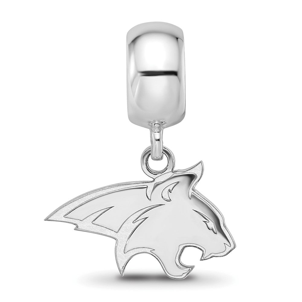 Sterling Silver Rhodium-plated LogoArt Montana State University Bobcat Small Dangle Bead Charm