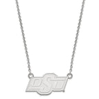 Sterling Silver Rhodium-plated LogoArt Oklahoma State University O-S-U Small Pendant 18 inch Necklace