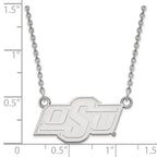 14k White Gold LogoArt Oklahoma State University O-S-U Small Pendant 18 inch Necklace