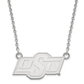 10k White Gold LogoArt Oklahoma State University O-S-U Small Pendant 18 inch Necklace